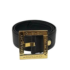 GIVENCHY - Black Gold Leather Hardware Belt 124-081125